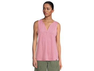 L.L.Bean Streamside T-Shirts Split-Neck Short Sleeve Womens Clothing Rose Shadow : XL, Polyester/Spandex