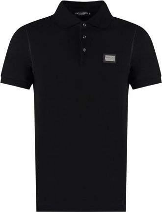 Dolce & Gabbana Logo Plaque Polo Shirt - Heren - Polos - Zwart - L - Tops