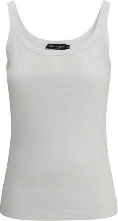 Dolce & Gabbana Geribbelde tanktop met geborduurd logo - Wit