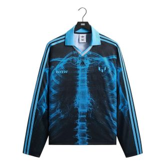 Kith x Messi for adidas Football Skeleton Goalkeeper Long Sleeve T-Shirt Black Blue ADKR2693