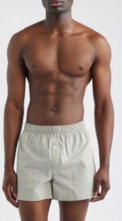 Nordstrom Modern Woven Stretch Cotton Boxers in Green Seagrass Hip Stripe at Nordstrom, Size Xx-Large