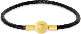 Bruno Magli Mens Slim Leather Bracelet, Gold