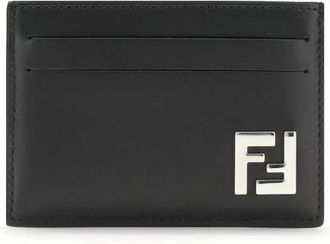 Fendi Smalle Vierkante Kaarthouder met FF Motief - Heren - Portefeuilles - Zwart - ONE Size - Leer - Accessoires