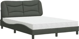 vidaXL Cama Con Colch&oacute;n Tela Gris Oscuro 120x200 Cm Vidaxl