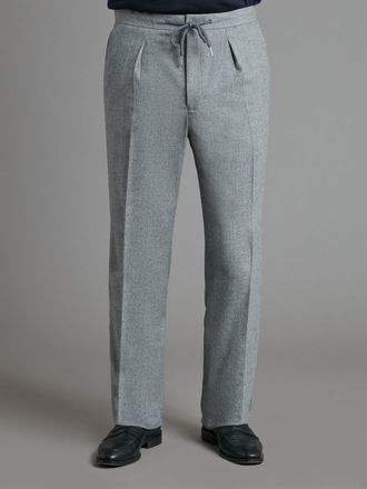 Oliver Brown Drawcord Trousers - Mid Grey Drago Flannel