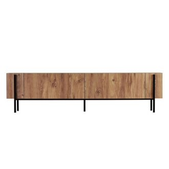 Calicosy TV Stand With 2 Drop-Down Doors & Metal Legs, 180 Cm Wide - ATLAS in Brown