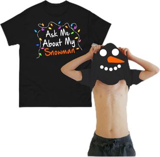 Generic Ask Me About My Snowman Disguise T-Shirt, Funny Flip Over Snowman Shirt, Rude Festive Fairy Lights Graphic Top, Unisex Gift Tee (Black, 2XL)