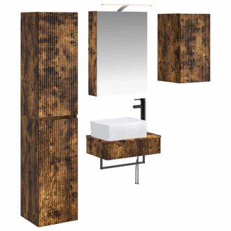 vidaXL Juego De Muebles De Ba&ntilde;o 5 Pcs Roble Ahumado Vidaxl