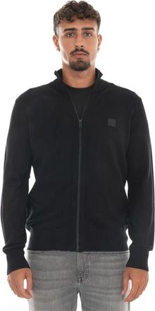 HUGO BOSS Kanozip Ritssluiting Vest - Heren - Vesten - Zwart - S - Katoen - Truien & Vesten