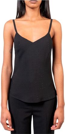 Doris S Sprankelende Zwarte Top met Fijne Bandjes - Dames - Tops zonder mouwen - Zwart - 2XS - Tops