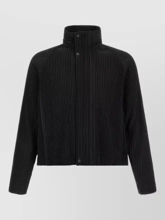 Homme Pliss&eacute; Issey Miyake pleated high neck padded coat
