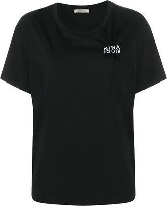 Nina Ricci T-shirt con ricamo - Nero