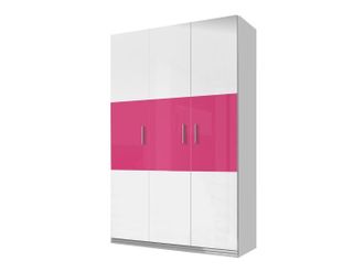 Mirjan24 Armario Campus I, Blanco + Blanco Brillante + Rosa Brillante, 198x120x55cm, Puertas De Armario: Con Bisagras, N&uacute;mero De Estantes: 6