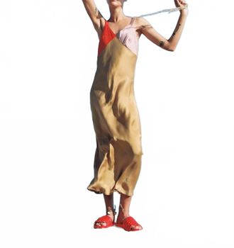 Silk Laundry Deco Snapper Midi Dress In Multicolor