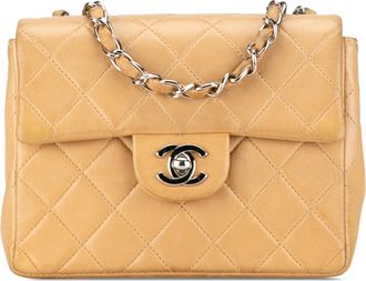 Chanel Dark Beige Mini Square Classic Lambskin Single Flap