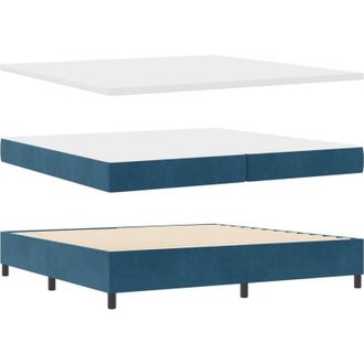 vidaXL Box Spring Bed with Mattress Dark blue 200 x 200 cm Velvet vidaXL