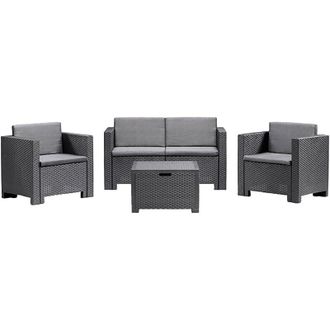 Dmora Set salotto da esterno Camisano, Salottino outdoor, Set da balcone o giardino, Composizione soggiorno per esterni, Made in Italy, Antracite - Dmora