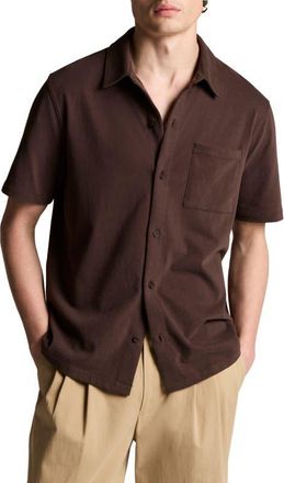 Vince Sueded Jersey Short Sleeve Button-Up Shirt in Midland at Nordstrom, Size Xx-Large