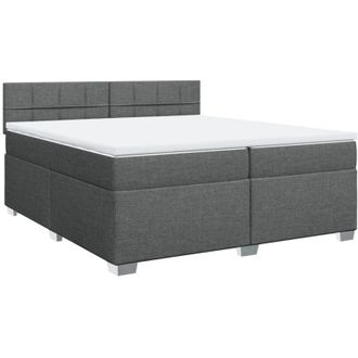 vidaXL Cama Box Spring Con Colch&oacute;n Tela Gris Oscuro 200x200 Cm Vidaxl