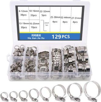 OEM Abrazaderas Ajustables De Acero Inoxidable Para Mangueras De 6-12 Mm A 27-51 Mm, Juego De 129 Piezas Para Tuber&iacute;as De Gas