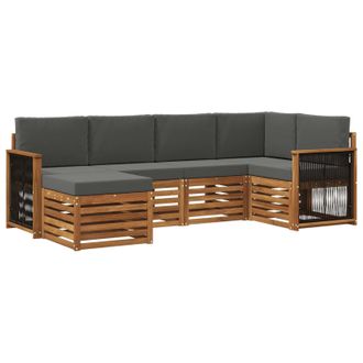 vidaXL Conjunto De Sof&aacute; Seccional Con Coj&iacute;n 5 Pcs Natural Y Antracita Vidaxl