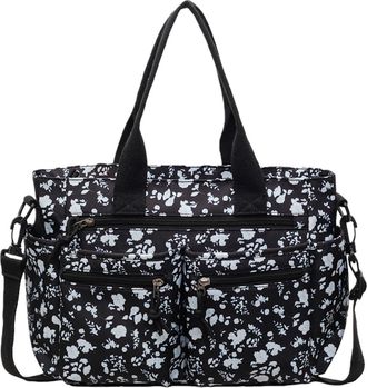 Generic Tote Bag for Women, Nylon Floral Prints Shoulder Bag with Adjustable Strap Handbag with Multi Pocket Underarm Bags for Women Work Shopping Travel, Gym