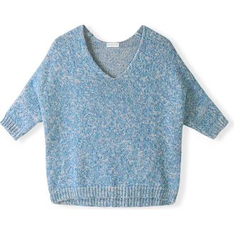 Celtic & Co. Yarn Twist V-Neck Slouch Sweater in Cobalt Twist at Nordstrom, Size Small