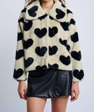 Lisa Todd Love Shag Faux Fur Jacket In Black Cream