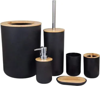 OEM Juego De Accesorios De Ba&ntilde;o: Soporte Para Cepillo De Dientes De Bamb&uacute;, Dispensador De Jab&oacute;n De Madera Para Encimera, Vaso De Cocina, Cepillo De Inodor
