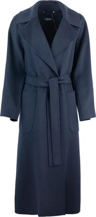 Max Mara Blauwe Wollen Jas - Dames - Jas met riem - Blauw - XS - Wol - Jassen