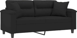 vidaXL Vidaxl - Sof&aacute; De 2 Plazas Con Cojines Tela De Microfibra Negro 140 Cm
