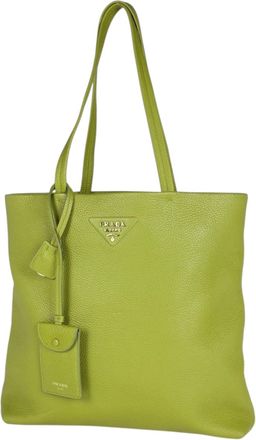 Prada Green Leather Tote Bag (Pre-Owned)