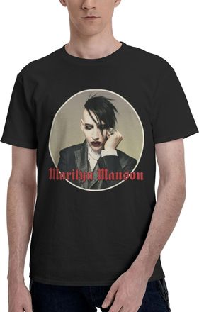 Generic Mens Manson Rock Band Marilyn Printed Cotton Shirt Simple and Practical Top Casual and Sport Shirts Black XL