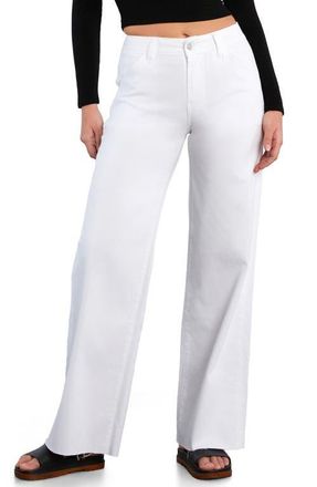 HINT OF BLU Raw Hem Wide Leg Carpenter Jeans in White at Nordstrom, Size 25