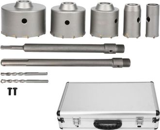 OEM Juego De 9 Brocas De Acero Al Carbono Para Perforar Paredes, Tama&ntilde;os De 30, 40, 65, 80 Y 100 Mm, Herramienta Para Cortar Hormig&oacute;n, Ideal Para Aires Ac