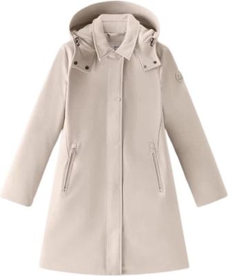 Woolrich Technische Trenchcoat met Afneembare Capuchon - Dames - Parka Jassen - Wit - L - Jassen