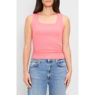 Michael Stars Maribel Square Neck Tank in Coral Sherbet at Nordstrom, Size X-Small
