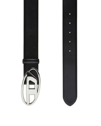 Diesel Mens Leather Belt Oval D Black Pmu