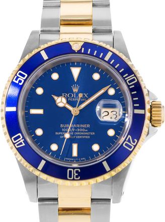 Rolex Pre-owned Rolex Submariner Date Automatic Chronometer Blue Dial Mens Watch 16613 BLSO