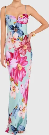 Amanda Uprichard Ira Daphne Floral Maxi Dress In Blue Multi