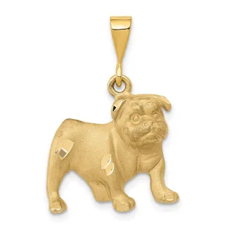 Diamond2Deal 14k Yellow Gold Bulldog Pendant