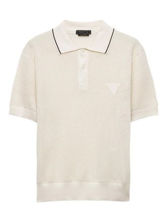 Prada Silk and cotton polo shirt - men - Cotton/Silk - 54 - Neutrals