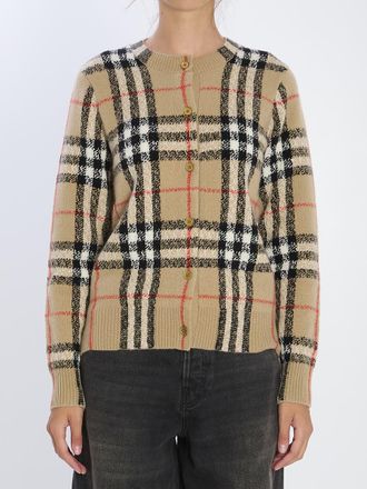Burberry Check Wool And Cashmere Cardigan