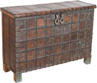 Biscottini International Old wooden and iron chest L127XPR46XH89 cm