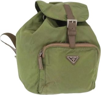 Prada Pre-owned Backpacks, female, Green, Size: ONE SIZE Pre-owned Nylon Backpack