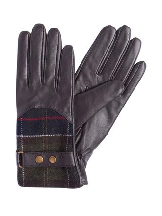 Barbour Geruite leren handschoenen - Bruin