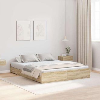 vidaXL Vidaxl - Cama Con Almacenamiento Con Cabecera Roble Sonoma 160 X 200 Cm