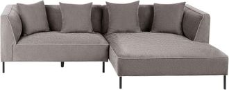 Beliani Corner Sofa 3 Seater SATER Chenille Taupe Left Hand