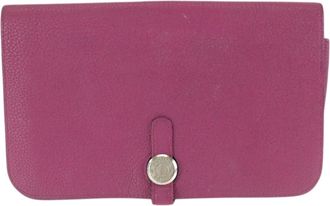 Herm&egrave;s Pink Rose Purple Togo Leather Long Wallet (Bi-Fold) (Pre-Owned)