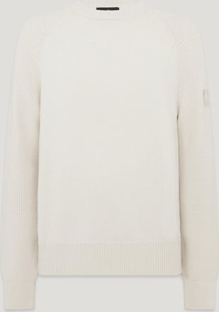 Belstaff Aspect Crewneck Jumper Mens Merino Wool Silver Birch Size 2XL